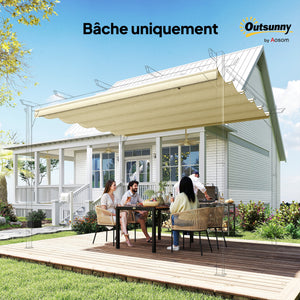 Toile de toit pour pergola tonnelle rétractable de 4 x 3 m - toile uniquement 350 x 260 cm crème