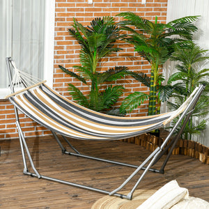Hamac de jardin pliable étendoir à linge avec support incurvé en métal époxy hamac sur pied 1 place charge max. 120 Kg dim. 270L x 100l x 94Hcm