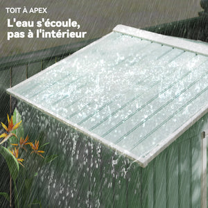 Abri de jardin en métal 2,77 m² cabane de jardin 213 x 130 x 185 cm cabanon rangement outils avec fondation, porte coulissante verrouillables et 4 aérations - vert clair