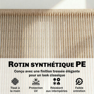 Banc de Jardin 2 Places en Résine Tressée, Banc Extérieur, Dossier et Assise Respirants, Résistant aux Intempéries, Cadre en Métal, Capacité 320kg, pour Patio, Terrasse, 138x62x83cm, Naturel