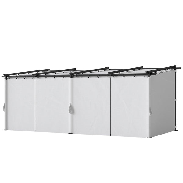Pergola jardin exterieur 3 x 6 m pergola coulissante rétractable avec parois latérales, tonnelle de jardin, polyester haute densité 180g/m², abri soleil UPF30+, pour terrasse, patio, gris