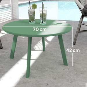Petite table basse ronde, table d'appoint avec patins antidérapants, cadre en métal, pour jardin, balcon, terrasse, salon, Ø 70 x 42 cm, vert