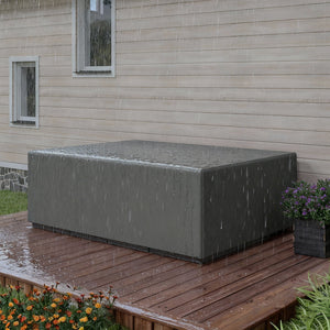 Housse de Meubles de Jardin, Housse Salon de Jardin Imperméable, Coupe-Vent et Anti-UV, Bâche Tissu Oxford 600D Ultra-Résistant, pour Table et Chaises d'Extérieur, Gris