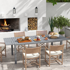 Table de jardin extensible table tables à manger de patio en aluminium rectangulaire pour 6 - 8 personnes, charge max. 50kg, dim. 180/240L x 94l x 73H cm, gris