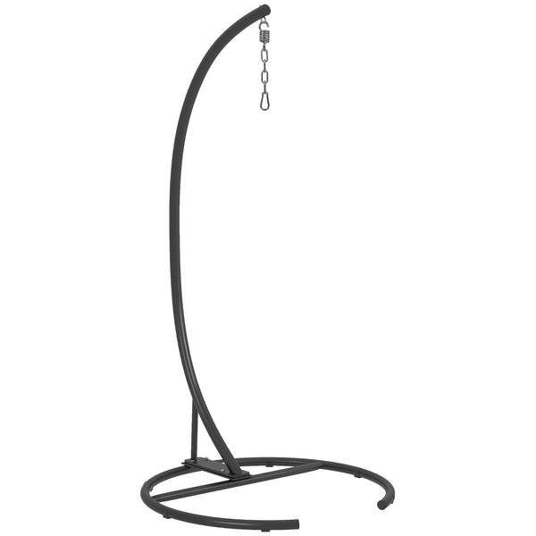 Support de fauteuil suspendu, support chaise suspendue avec base ronde, cadre en métal robuste, charge max. 150 kg, pour balançoire/œuf/fauteuil hamac, Ø 102 x 195 cm, noir