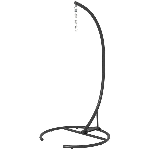 Support de fauteuil suspendu, support chaise suspendue avec base ronde, cadre en métal robuste, charge max. 150 kg, pour balançoire/œuf/fauteuil hamac, Ø 102 x 195 cm, noir