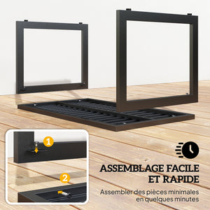 Table basse extérieure table de jardin avec plateau à lattes, cadre en aluminium, pour balcon, patio, terrasse, 90 x 50 x 42 cm, noir