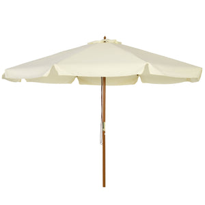Parasol droit parasol de jardin rond grande taille de jardin Ø 3 m bois de bambou beige