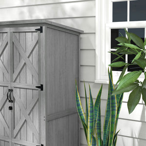 Armoire de Jardin abri Jardin Remise pour Outils sur Pied 90L x 54,5l x 161/168,5H cm 2 étagères Toit bitumé étanche Bois pin Autoclave, gris