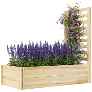 Jardinière avec treillis carré potager en bois 115 x 60 x 110 cm effet bois naturel