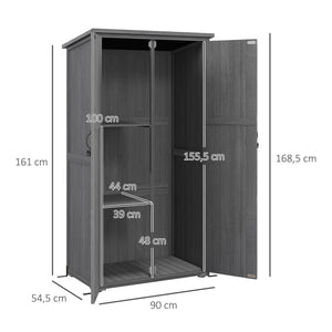Armoire de Jardin abri Jardin Remise pour Outils sur Pied 90L x 54,5l x 161/168,5H cm 2 étagères Toit bitumé étanche Bois pin Autoclave, gris