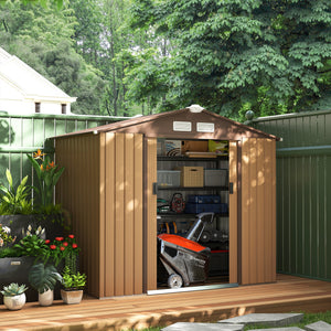 Abri de jardin 2,5 m² - remise pour outils avec kit de fondation - cabanon porte verrouillable - dim. 213L x 130l x 185H cm - tôle d'acier ocre