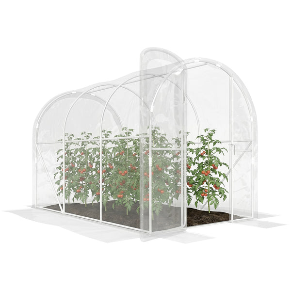Serre de jardin tunnel 3 x 2 x 2 m 6 m² avec porte à charnières bâche en PE 150 g/m² pour Légumes Plantes Fleurs
