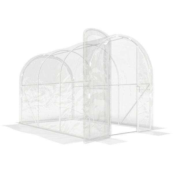 Serre de jardin tunnel 3 x 2 x 2 m 6 m² avec porte à charnières bâche en PE 150 g/m² pour Légumes Plantes Fleurs