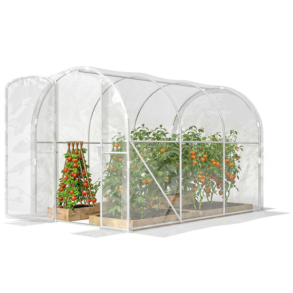 Serre de jardin tunnel 3 x 2 x 2 m 6 m² avec porte à charnières bâche en PE 150 g/m² pour Légumes Plantes Fleurs