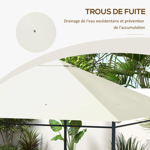 Toile de remplacement pour pavillon tonnelle tente toit de rechange gazebo de jardin tissu polyester haute densité 180 g/m² anti-UV 3 x 4 m crème