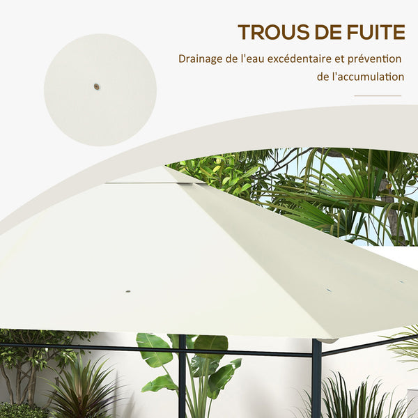 Toile de remplacement pour pavillon tonnelle tente toit de rechange gazebo de jardin tissu polyester haute densité 180 g/m² anti-UV 3 x 4 m crème