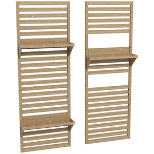 Lot de 2 support plantes intérieur porte plante intérieure avec étagères suspendues pour plantes et treillis à lattes pour l'escalade pour le balcon et la terrasse en bois massif bois naturel