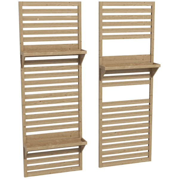 Lot de 2 support plantes intérieur porte plante intérieure avec étagères suspendues pour plantes et treillis à lattes pour l'escalade pour le balcon et la terrasse en bois massif bois naturel