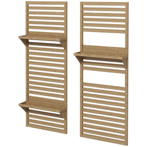 Lot de 2 support plantes intérieur porte plante intérieure avec étagères suspendues pour plantes et treillis à lattes pour l'escalade pour le balcon et la terrasse en bois massif bois naturel