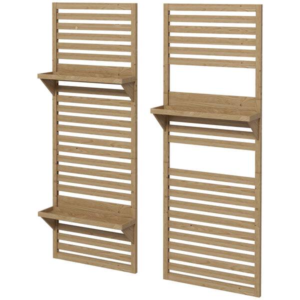 Lot de 2 support plantes intérieur porte plante intérieure avec étagères suspendues pour plantes et treillis à lattes pour l'escalade pour le balcon et la terrasse en bois massif bois naturel