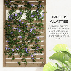 Lot de 2 support plantes intérieur porte plante intérieure avec étagères suspendues pour plantes et treillis à lattes pour l'escalade pour le balcon et la terrasse en bois massif bois naturel