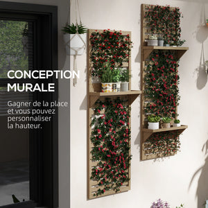 Lot de 2 support plantes intérieur porte plante intérieure avec étagères suspendues pour plantes et treillis à lattes pour l'escalade pour le balcon et la terrasse en bois massif bois naturel