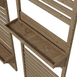 Lot de 2 support plantes intérieur porte plante intérieure avec étagères suspendues pour plantes et treillis à lattes pour l'escalade pour le balcon et la terrasse en bois massif bois naturel