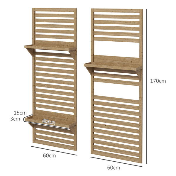 Lot de 2 support plantes intérieur porte plante intérieure avec étagères suspendues pour plantes et treillis à lattes pour l'escalade pour le balcon et la terrasse en bois massif bois naturel