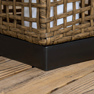 Lampadaire solaire extérieur en résine tressée, lampadaire sans fil rechargeable avec capteur de lumière, style moderne, lampadaire LED extérieur, étanche, pour jardin patio, 46 cm, sable