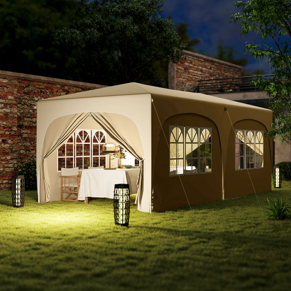 Tonnelle de jardin extérieure 3 x 6 m, tonnelle pliante pop up, hauteur réglable, sac de transport et sacs de sable, protection UPF50+, barnum pliant pour camping, festival, patio, sable