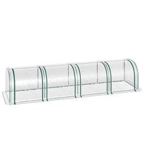 Serre de Jardin mini serre tunnel serre à tomates 3,95L x 1l x 0, 8H m 4 Portes zippées bâche PVC Transparent métal époxy Vert