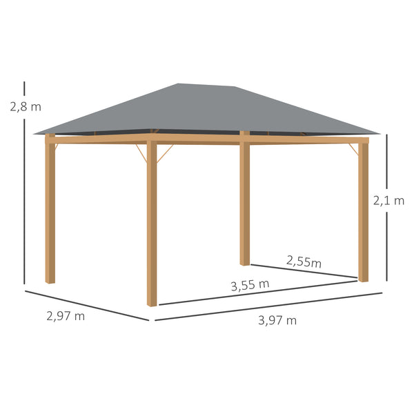Tonnelle de jardin 4 x 3 m tonnelle aluminium pavillon de jardin avec rideaux et toile de toit en polyester protection solaire