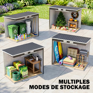 Abri de jardin en acier galvanisé L 2,77 m² avec kit de fondation 213 x 130 x 172 cm, cabane de jardin cabanon rangement outils portes coulissantes verrouillables et aérations, gris foncé