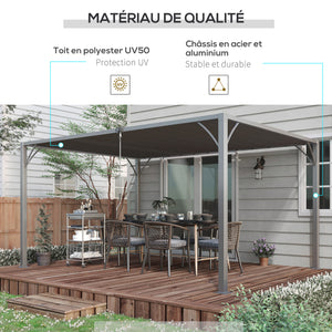 Pergola bioclimatique 4x3 m pergola avec lames orientables style contemporain UV 50+ structure aluminium - gris