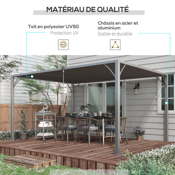 Pergola bioclimatique 4x3 m pergola avec lames orientables style contemporain UV 50+ structure aluminium - gris