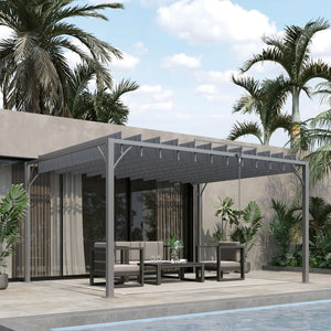 Pergola bioclimatique 4x3 m pergola avec lames orientables style contemporain UV 50+ structure aluminium - gris