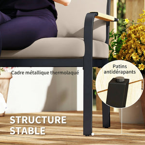 Salon de Jardin 7 Pièces - Ensemble Canapé d'Angle Extérieur Modulable avec Table en WPC et Pouf - Mobilier de Terrasse avec Coussins Épais et Accoudoirs en Résine Tressée, Beige et Gris