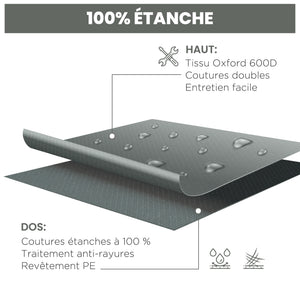 Housse de Meubles de Jardin, Housse Salon de Jardin Imperméable, Coupe-Vent et Anti-UV, Bâche Tissu Oxford 600D Ultra-Résistant, pour Table et Chaises d'Extérieur, Gris