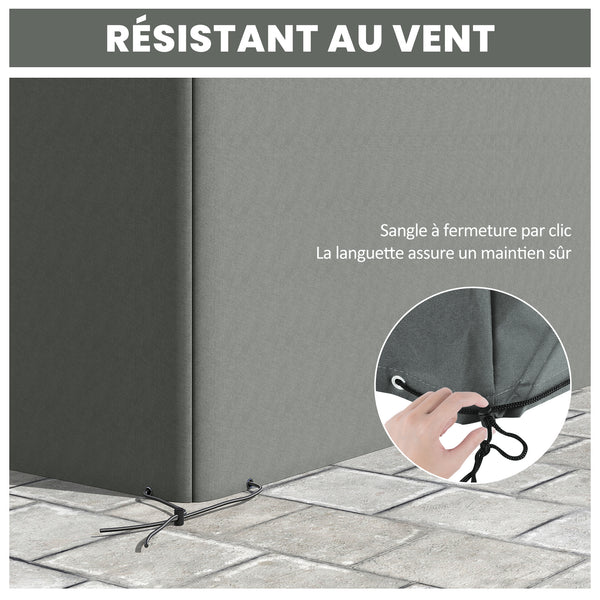 Housse de Meubles de Jardin, Housse Salon de Jardin Imperméable, Coupe-Vent et Anti-UV, Bâche Tissu Oxford 600D Ultra-Résistant, pour Table et Chaises d'Extérieur, Gris