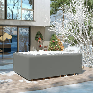 Housse de Meubles de Jardin, Housse Salon de Jardin Imperméable, Coupe-Vent et Anti-UV, Bâche Tissu Oxford 600D Ultra-Résistant, pour Table et Chaises d'Extérieur, Gris