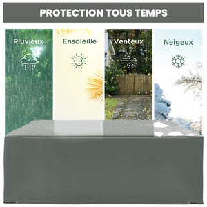 Housse de Meubles de Jardin, Housse Salon de Jardin Imperméable, Coupe-Vent et Anti-UV, Bâche Tissu Oxford 600D Ultra-Résistant, pour Table et Chaises d'Extérieur, Gris