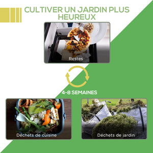 Composteur de jardin 300L, bac composteur pour jardin en polypropylène, 48 aérations, couvercle pratique et sécurisé, noir