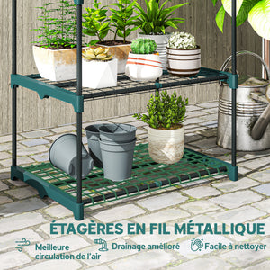 Étagère à Fleurs en Acier 4 Niveaux Intérieur et Extérieur, Support de Plantes, Étagère à Plantes pour Jardin, Balcon, Salon, 67 x 49 x 105 cm, Vert