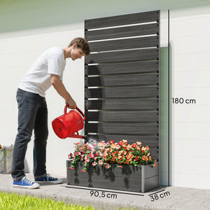 Jardinière avec treillis, lit surélevé de jardin, jardinière extérieure pour plantes grimpantes, bac à fleurs rectangulaire pot de plantes pour balcon terrasse patio, 90,5x38x180 cm, noir