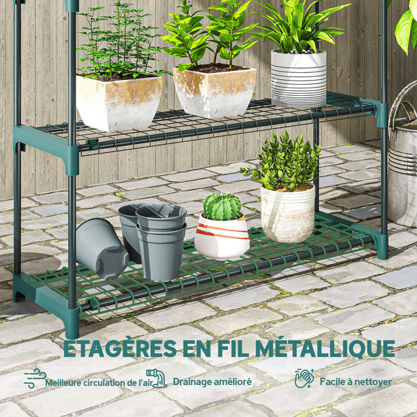 Lot de 2 Étagères à Plantes 4 Niveaux Intérieur Extérieur, Supports pour Plantes en Métal, Assemblage Facile, Support pour Fleurs et Pots, pour Jardin, Balcon, Patio, 90 x 28 x 104 cm, Vert