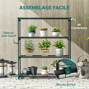 Lot de 2 Étagères à Plantes 4 Niveaux Intérieur Extérieur, Supports pour Plantes en Métal, Assemblage Facile, Support pour Fleurs et Pots, pour Jardin, Balcon, Patio, 90 x 28 x 104 cm, Vert