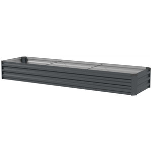 Carré potager rectangulaire, lit de jardin surélevé en acier galvanisé, fond ouvert, jardinière avec coins de protection, 240 x 60 x 30 cm, gris foncé