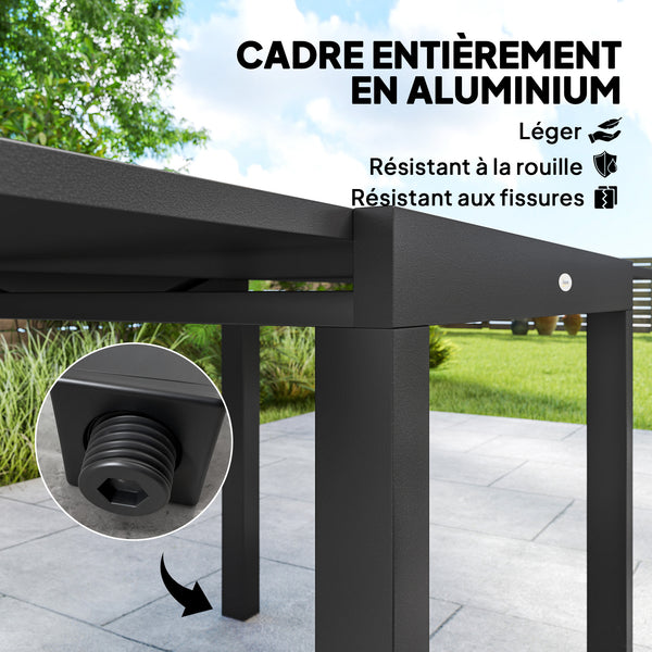 Ensemble de Salle à Manger Extérieur 7 Pièces, Table et Chaises de Patio en Aluminium pour 6 Personnes avec Table Extensible et Chaises Empilables, Résistant aux Intempéries, Gris