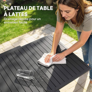 Ensemble de Salle à Manger Extérieur 7 Pièces, Table et Chaises de Patio en Aluminium pour 6 Personnes avec Table Extensible et Chaises Empilables, Résistant aux Intempéries, Gris